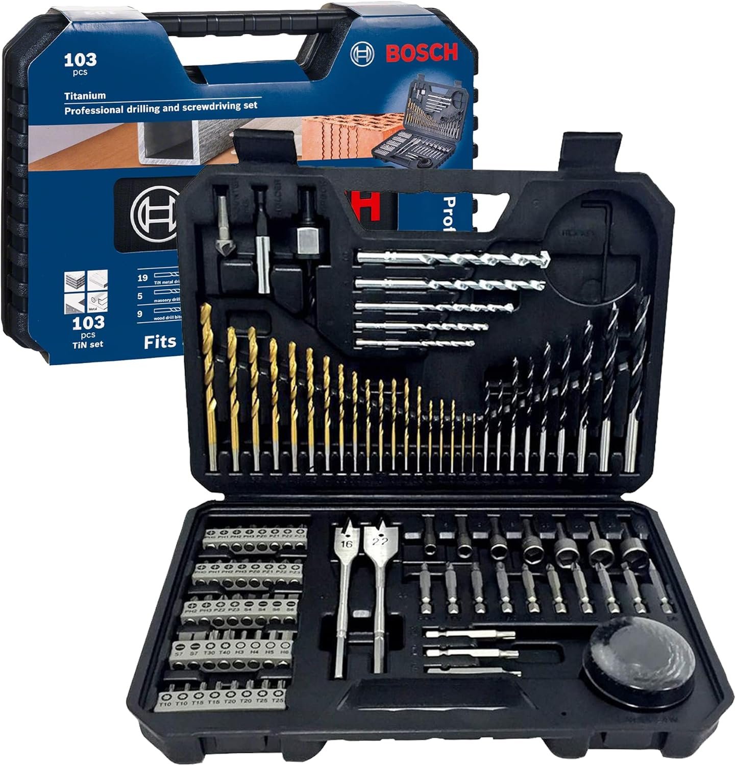 Bosch Professional Professional 2608594070 Mixed Accessory Set (103 Piece), Black