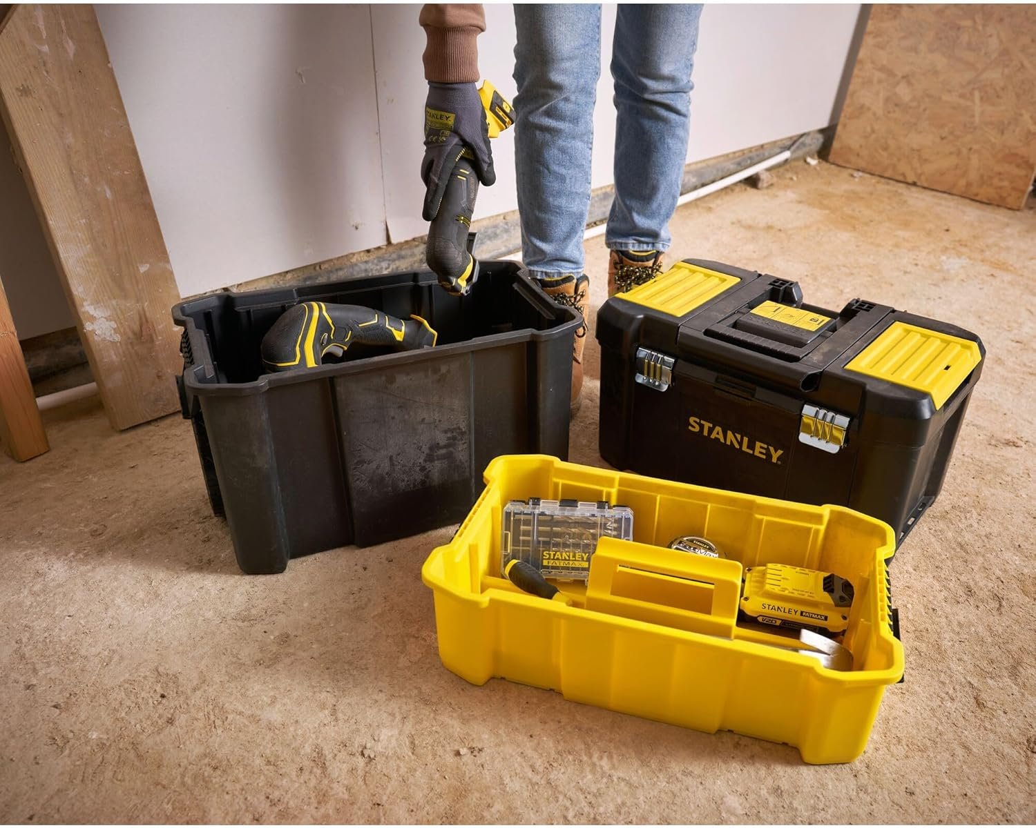STANLEY Essential Rolling Workshop Toolbox, 3 Tier Stackable Units