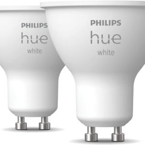 Philips Hue New White Smart LED Light Bulb 2 Pack [GU10 Spot] with Bluetooth Works with Alexa, Google Assistant, Apple Homekit for Indoor Home Lighting